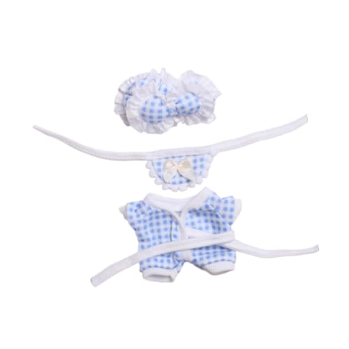 Milageto 3-teiliger Schlafanzug für Modepuppen und Lätzchen-Stirnband, Miniatur-Kleidungszubehör-Outfits für 17-cm-Mädchenpuppen, Thanksgiving-Geschenke, Blau Milageto 3-teiliger Schlafanzug für Modepuppen und Lätzchen-Stirnband, Miniatur-Kleidungszubehör-Outfits für 17-cm-Mädchenpuppen, Thanksgiving-Geschenke, Blau von Milageto