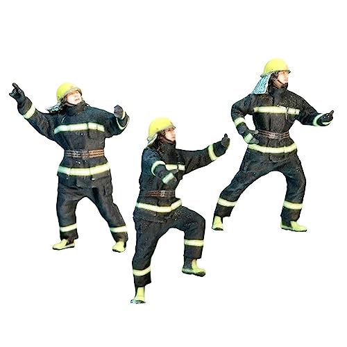 Milageto 3 x Miniatur-Feuerwehrmann-Figuren, Modellzüge, Menschenfiguren, Sammlung, Szenen-Requisiten, Figuren, Sandtisch-Ornament für, 64. von Milageto