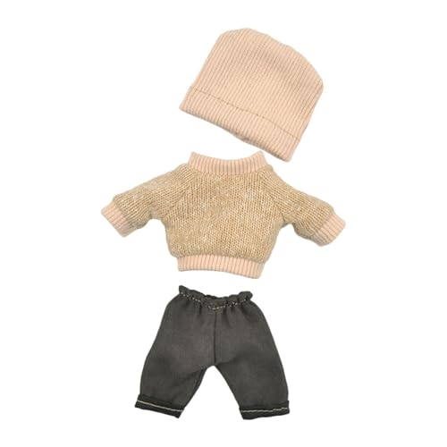 Milageto 3 x Puppenkleidung für 16 cm große Plüschpuppen, Zubehör, Kapuzenpullover, Mütze, Hosen, Set, weiche Puppenkleidung, Puppenoutfits für Mädchenpuppen von Milageto