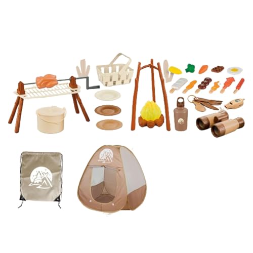 Milageto 34-teiliges Campingausrüstungsset für Kinder, Spielzeug für drinnen und draußen, Lagerfeuer im Freien vortäuschen, realistisches Campingspielzeug für von Milageto