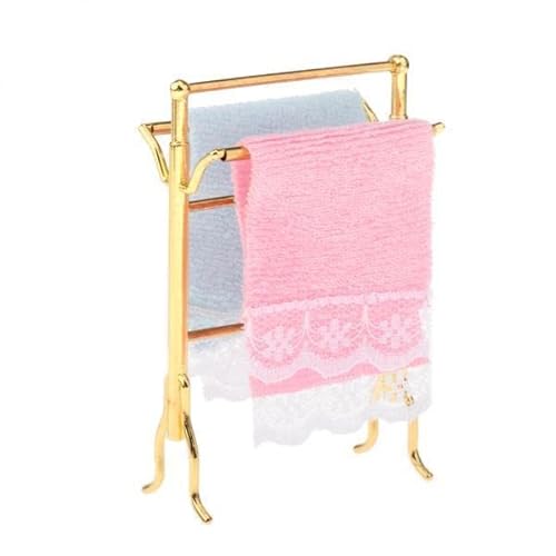 Milageto 3X Eleganter Handtuchhalter Set für Puppenhaus Badezimmer Dekoration von Milageto