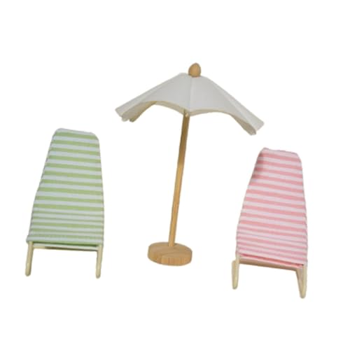 Milageto 3pcs 1/12 Strandstuhl und Regenschirm, Dekoration von Puppenzubehör, Miniaturmöbel für Puppenhaus Sandboxen Ornamente, Rosa Grün Milageto 3pcs 1/12 Strandstuhl und Regenschirm, Dekoration von Puppenzubehör, Miniaturmöbel für Puppenhaus Sandboxen Ornamente, Rosa Grün von Milageto