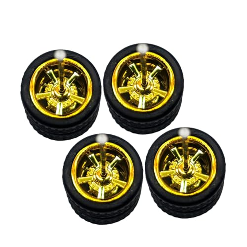 Milageto 4pcs 1/64 Modellautoräder Reifen für 1:64 Zießerfahrzeuge Zubehör für Sammler Fachmesser 1.1 cm Modifiziert, Gold Milageto 4pcs 1/64 Modellautoräder Reifen für 1:64 Zießerfahrzeuge Zubehör für Sammler Fachmesser 1.1 cm Modifiziert, Gold von Milageto