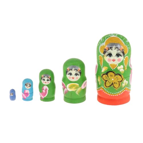 Milageto 5-teilige -Puppen, russische Nesting-Puppen, traditionelle Heimdekoration für Kinder, Muttertagsgeschenk für Jungen und Mädchen, Grün von Milageto