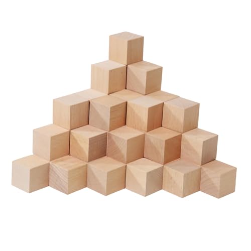 Milageto 50 Stück Holzblöcke, Bausteine, Zählen, Basteln, Spielen, Puzzle, Mathematik, Sortieren, Spielzeug, kleine Würfel für Babyparty, Vorschule, Erwachsene, Braun, S von Milageto