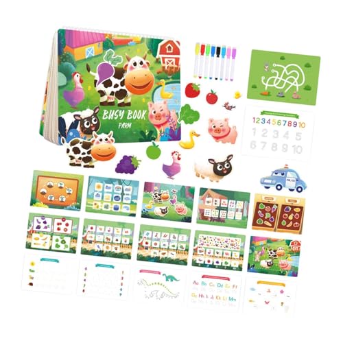Milageto Aufkleberbuch für Kinder, Malbuch für 1 bis 3 Jahre, Lernmaterialien für Kinder, Aktivitätsbuch für Unterwegs, Farmthema Milageto Aufkleberbuch für Kinder, Malbuch für 1 bis 3 Jahre, Lernmaterialien für Kinder, Aktivitätsbuch für Unterwegs, Farmthema von Milageto