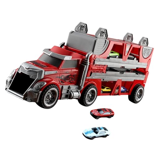 Milageto Autotransporter-LKW-Spielzeugset, zusammenklappbarer Aufbewahrungstransporter, katapultierende Rennstrecke für Jungen und Mädchen ab 3 Jahren, Rot Milageto Autotransporter-LKW-Spielzeugset, zusammenklappbarer Aufbewahrungstransporter, katapultierende Rennstrecke für Jungen und Mädchen ab 3 Jahren, Rot von Milageto
