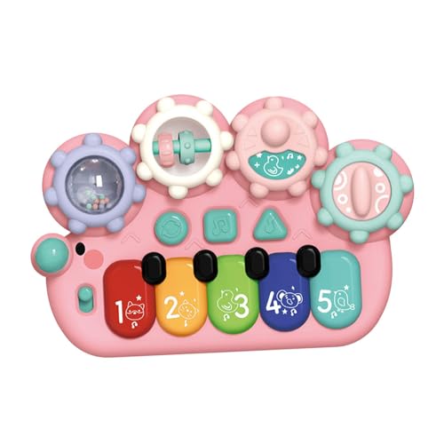 Milageto Baby-pädagogisches Klaviertastatur-Baby-Musikinstrument-Spielzeug, 3-Modus-Cartoon-Leuchtmusik, Babyspielzeug für 1-jährige Babys, Rosa von Milageto