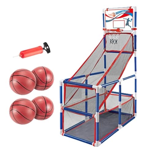 Milageto Basketballkorb für den Innenbereich, Arcade-Spiel, einfach einzurichten, Luftpumpe im Lieferumfang enthalten, Basketballkorb für den Innen- und, 4 Bälle von Milageto