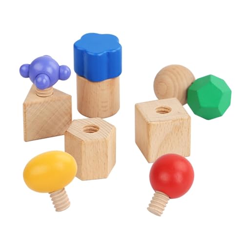 Milageto Bausteine Muttern Schrauben Spielzeug Formsortierer Würfel Spielzeug Formen Matching Spiel Steckblöcke Schraube für Kinder Vorschulkinder von Milageto