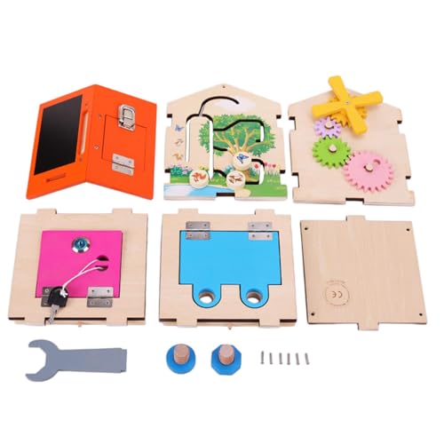 Milageto Busy House Sensory Board Spielzeug Vorschulisches Lernen Multifunktionaler Aktivitätswürfel zur Koordinationsform Problemlösung von Milageto