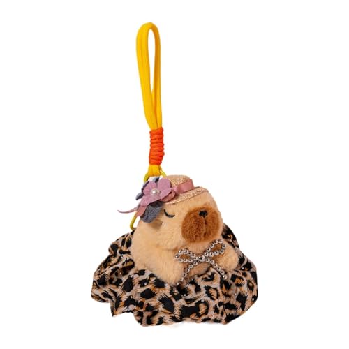 Milageto Capybara-Anhänger, Stofftierspielzeug, kuscheliger 13 cm großer, umarmbarer Schlüsselanhänger, Plüsch-Capybara-Puppe für Erwachsene, Kinder, Jungen, Braun von Milageto