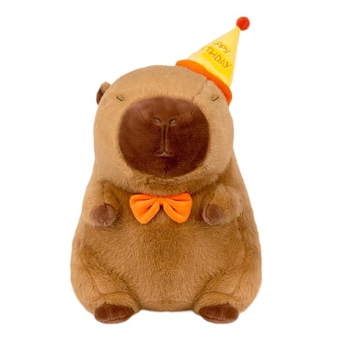 Milageto Capybara Stofftier, Plüschtier, dekorative Plüschpuppe, Stofftier, begleitendes Schlafspielzeug für Jungen und Mädchen, Party-Dekoration, mit Hut 33cm von Milageto