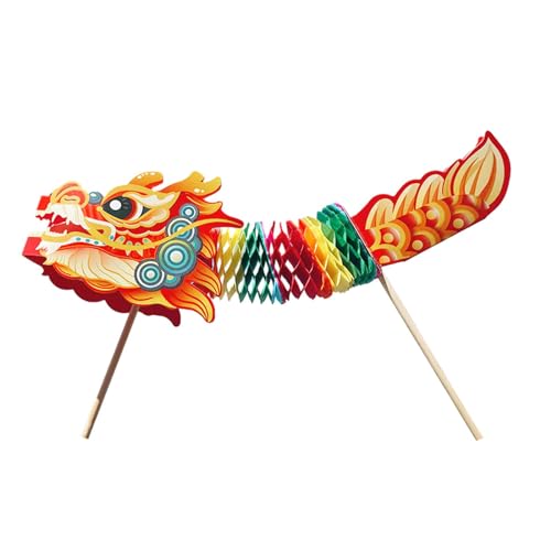 Milageto Chinesischer Tanzdrache DIY handgemachtes Material Papier Bastelbedarf Kreatives Dekor Frühlingsfest Eltern-Kind-Interaktives Spielzeug von Milageto