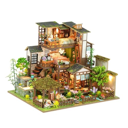 Milageto DIY Miniatur-Puppenhaus-Bausätze, Mini-Handgefertigtes Hausmodell mit Lichtern, DIY-Bastelvilla, Puppenhaus mit Möbeln für Jungen und Mädchen Milageto DIY Miniatur-Puppenhaus-Bausätze, Mini-Handgefertigtes Hausmodell mit Lichtern, DIY-Bastelvilla, Puppenhaus mit Möbeln für Jungen und Mädchen von Milageto