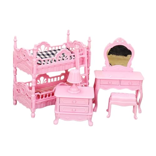 Milageto Dollhouse Möbel Set tun Spiel Spielzeughocker Life Szene Requisiten Schrank Schminktisch Etagenbett für Jungen Mädchen, Rosa Milageto Dollhouse Möbel Set tun Spiel Spielzeughocker Life Szene Requisiten Schrank Schminktisch Etagenbett für Jungen Mädchen, Rosa von Milageto