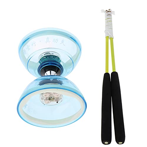 Milageto Dreifach Gelagertes LED Mittelchinesisches Diabolo Spielzeug mit Karbonstäben, 5 Farben Zur Auswahl, Kinder Erwachsene Party Spiele, Blau Milageto Dreifach Gelagertes LED Mittelchinesisches Diabolo Spielzeug mit Karbonstäben, 5 Farben Zur Auswahl, Kinder Erwachsene Party Spiele, Blau von Milageto
