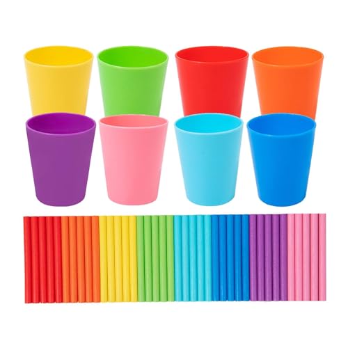 Milageto Farbsortierung, Farbsortierung, Zählen, Geschenke zur Feinmotorik mit 8 Bechern, Montessori-Spielzeug, Zuordnungsspiel für Kleinkinder von Milageto