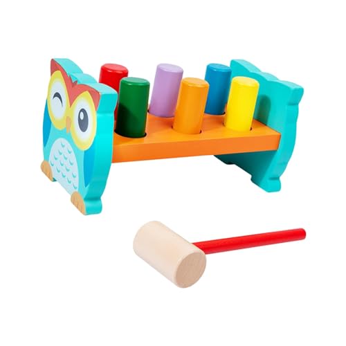 Milageto Hämmerbank-Holzspielzeug, Holzhammerspielzeug für Kinder, buntes Holzhämmerbank-Holzspielzeug mit Hammer für Vorschulkinder von Milageto