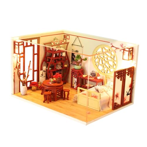 Milageto Handgefertigtes -Modell-Spielzeug, Kits, Holzhandwerk-Spielzeug, kreatives DIY-Miniatur-Puppenhaus mit Zubehör für Kinder und von Milageto