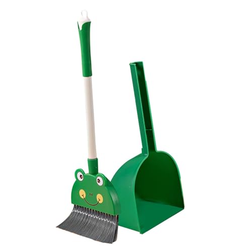 Milageto Haushalts-Mini-Kinderbesen- und Kehrschaufel-Reinigungsspielzeug-Set, kleines Haushaltshelfer-Set für Kinder und Mädchen, Frosch von Milageto