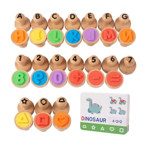 Milageto Holz Alphabet Zahlen Stempel Stempel Mathematik Lernen mit Flashkarten Nummern 0-9 Bildungsspielzeug für Kinder von Milageto