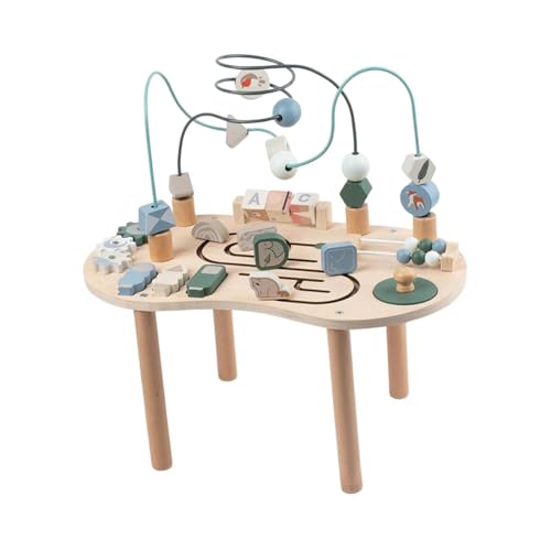 Milageto Holzaktivitätstisch Aktivität Center tragbares Track Maze Holz sensorisches Spieltisch Sensorisches Spielzeug für Kinder Jungen Mädchen Infant von Milageto