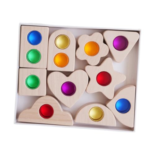 Milageto Holzbausteine ​​Set Regenbogen Geburtstagsgeschenk Partyzubehör Frühpädagogisches Spielzeug Konstruktionsspielzeug für Kinder von Milageto