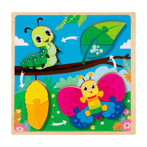 Milageto Holzpuzzle, Puzzle, Feinmotorik, Geburtstagsgeschenke, Denksportaufgabe, Lernspielzeug zum Anfassen, Motte von Milageto