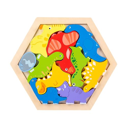 Milageto Holzpuzzles, Kleinkindspielzeug, Holzpuzzles, stapelbare Kleinkindpuzzles, Holzblock für Vorschullernen, Kinder, Anfängergeschenk, Muster F von Milageto