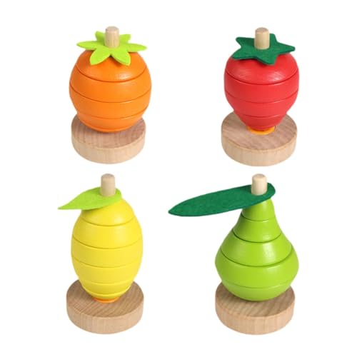 Milageto Holzspielzeug zum Stapeln von Früchten, pädagogisch wertvolles kreatives Spiel, Geburtstags-Stapelspiel, Farbsortier-Matching-Spiel, Milageto Holzspielzeug zum Stapeln von Früchten, pädagogisch wertvolles kreatives Spiel, Geburtstags-Stapelspiel, Farbsortier-Matching-Spiel, von Milageto
