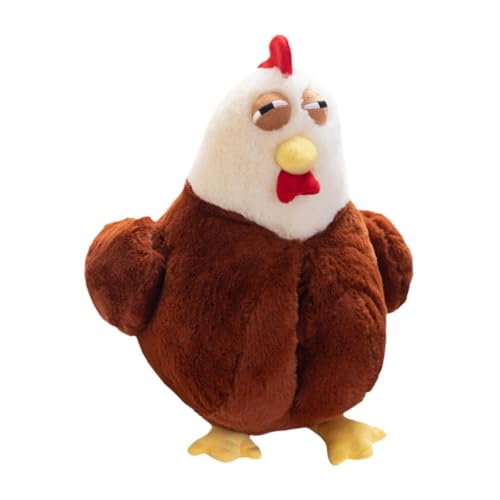 Milageto Hühnchen Plüsch Spielzeug gefülltes Tierkissen kreative dekorative weiche Geburtstagsgeschenkplush Puppe für Schlafzimmer, Braun von Milageto