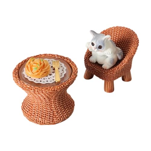 Milageto Katzenfigur mit Möbelmodell Dioramen Rollenspiel Spielzeug Tisch und Stuhl Modell für DIY Landschaft Feengarten, Katze mit Offenen Krallen Milageto Katzenfigur mit Möbelmodell Dioramen Rollenspiel Spielzeug Tisch und Stuhl Modell für DIY Landschaft Feengarten, Katze mit Offenen Krallen von Milageto
