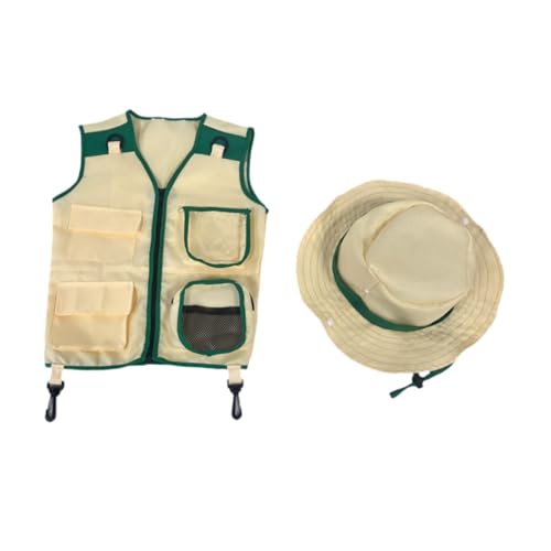 Milageto Kids Explorer Cargo Weste und Mütze, Abenteuer im Hinterhof, Rollenspiele, Outdoor-Abenteuer für Jungen und Mädchen, Partyzubehör Milageto Kids Explorer Cargo Weste und Mütze, Abenteuer im Hinterhof, Rollenspiele, Outdoor-Abenteuer für Jungen und Mädchen, Partyzubehör von Milageto