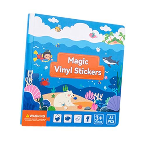 Milageto Kids Stickers Book Interactive Learning Tool Unterrichtshilfe feine Fähigkeiten, Lernspielzeug ruhige Spielzeugbücher für Reisen Lernen, Ozeanszene von Milageto