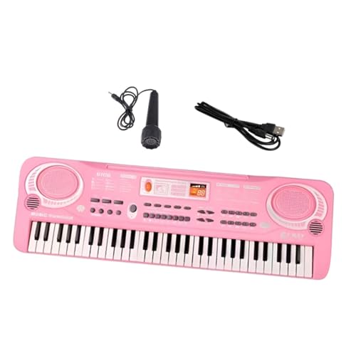 Milageto Kinder-Keyboard-Piano, 61 Tasten, elektronisches Klavier, Musikinstrument, tragbares Lernspielzeug für Geburtstags- und Anfängerparty-Geschenke, Rosa Farben Verpackung von Milageto