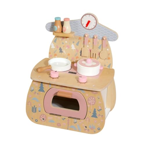 Milageto Kinder-Küchenspielset aus Holz, Küchenutensilien aus Holz, Spielzeug, pädagogische Feinmotorik, realistische Kochsimulation für den Innenbereich von Milageto