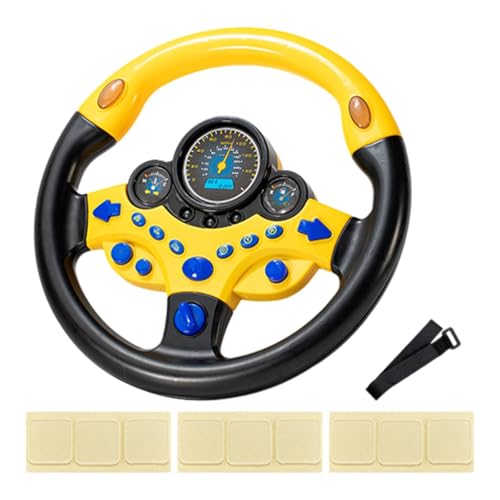 Milageto Kinder-Lenkrad-Spielzeug, Lenkrad, simulierter Fahrcontroller, Kinder-Fahrer, Autospiel, Soundspielzeug für den Geburtstag von Kleinkindern, Gelb von Milageto