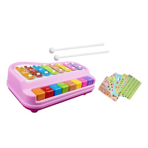 Milageto Klavierspielzeug, Musikalisches Lernspielzeug, klare Töne, 2 Stäbe, interaktives Vorschul-Lernspielzeug, Baby-Xylophon-Spielzeug für Mädchen und, ROSA von Milageto