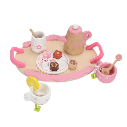 Milageto Kleinkinder Tee -Set tun Playset Kitchen so tun Spielen Spielzeugsimulation Holz Tee Set Nachmittag Tee -Spielset für Kinder von Milageto