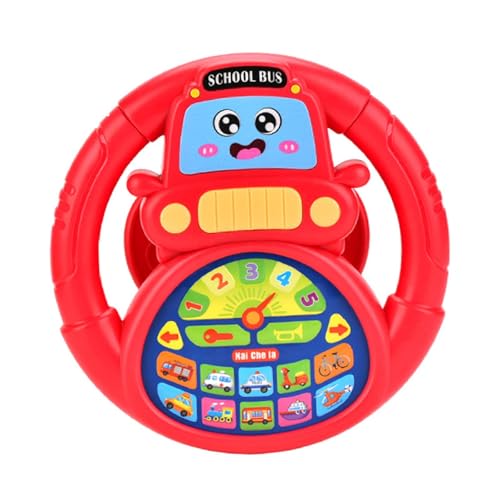 Milageto Lenkradspielzeug Early Educational Interactive Cute Simuled Driving Controller Sensorisches Spielzeug zum Reisen Geburtstag Kinder, Rot von Milageto