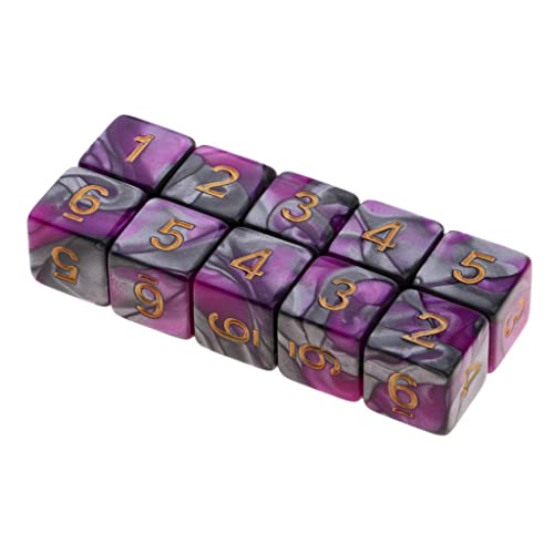 Milageto Lot von 10 Alten Mehrseitigen von 10 D6 D&D RPG, Lila + Grau von Milageto