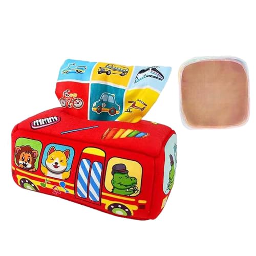 Milageto Lustige Baby-Taschentuchbox, Unterhaltung, Handtücher, Vorschul-Lernspielzeug, Feinmotorik für Neugeborene ab 6 Monaten, 9 Taschentücher von Milageto