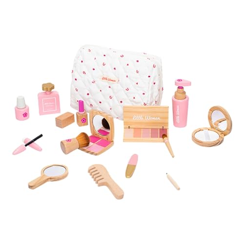 Milageto Make-up-Set für Kinder, Make-up-Set mit Kosmetiktasche, Make-up-Spielzeug, Make-up-Spielzeug aus Holz als Geschenk für Mädchen von Milageto