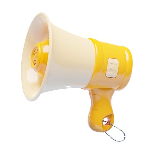 Milageto Mini Megaphone Loud Lautsprecher Keychain Sound Toy Toy Musikaufnahme Rolle Spielen Kleiner Bullhorn mit Kette für 3, 4, 5, 7, 8 Jahre alt, Gelb von Milageto