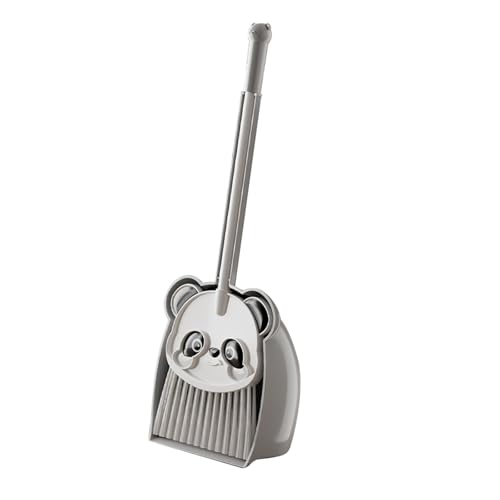 Milageto Mini - mit Dustpan für Kinder, Cartoon Panda toppt Spielen Kinder für Haushaltsreinigungswerkzeuge Reinigungsset für Vorschule, Grau von Milageto