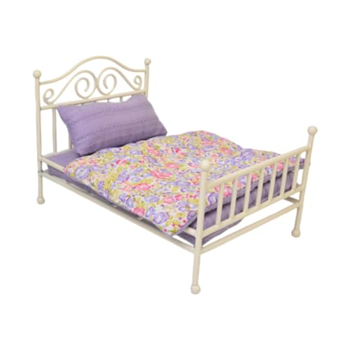 Milageto Miniatur Puppenbett Home Decor Szene, Rollenspiel Puppenhaus Dekor Mini Puppenhaus Möbel, Weiß Milageto Miniatur Puppenbett Home Decor Szene, Rollenspiel Puppenhaus Dekor Mini Puppenhaus Möbel, Weiß von Milageto