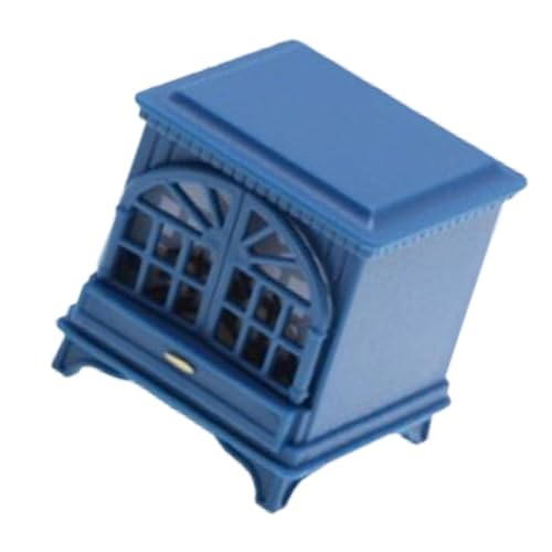 Milageto Miniatur-Puppenhaus-Kamin, Maßstab 1:12, Mini-Kamin mit LED, Foto-Requisiten, DIY-Szenenmodell Vintage für Mikrolandschaft, Blau von Milageto