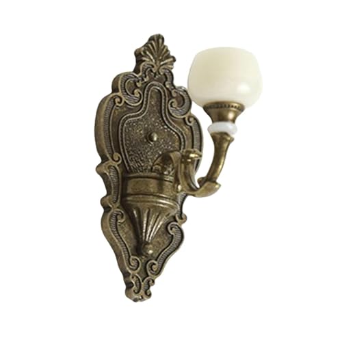 Milageto Miniatur-Wandlampe im Maßstab 1:12, Mini-Wandlampe, Landschaftszubehör, Puppenhaus-Leuchte, Rollenspiel für Puppenhaus-Wohnkultur, Einzelne Bronzelampe von Milageto