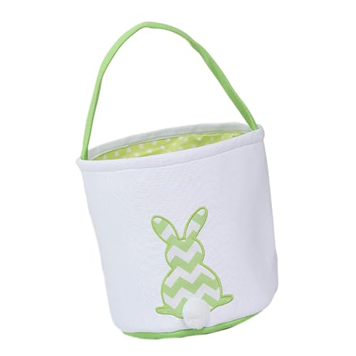 Milageto Osterhasen-Tasche für Kinder, zusammenklappbarer Ostereimer aus Segeltuch für Süßigkeiten, Geschenke, Party, Kaninchen-Tragetaschen für Eier, Grün von Milageto